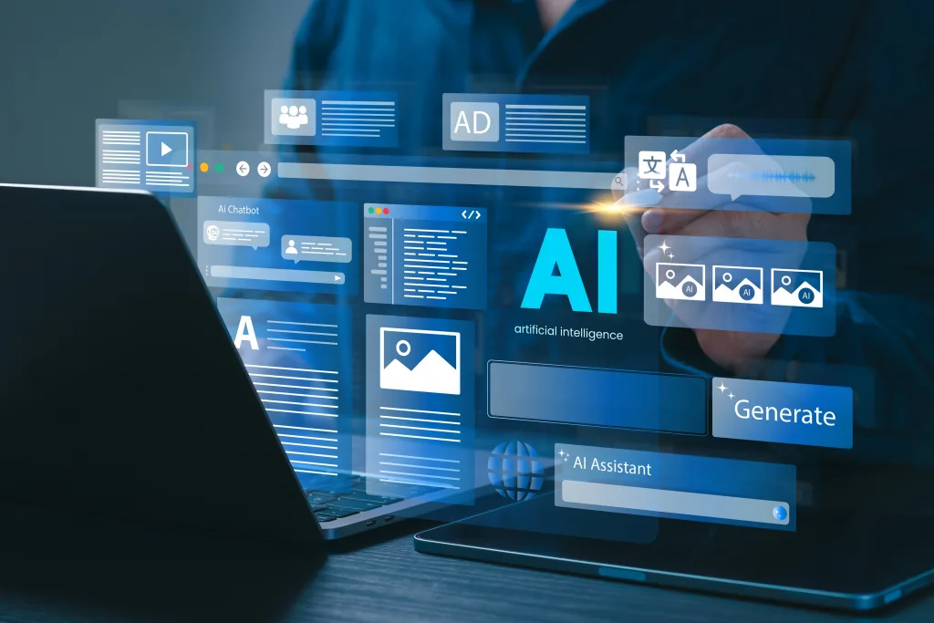 Artificial,Intelligence,Content,Generator.,A,Man,Uses,A,Laptop,To